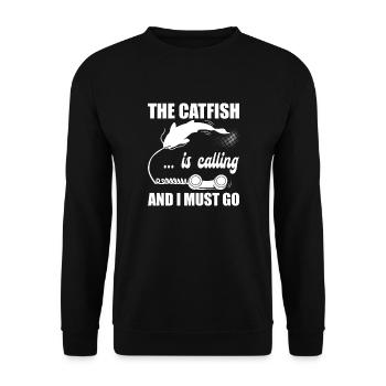Catfish Telefonanruf - Blue Catfish Slayer - Unisex Pullover - Schwarz - Vorne - Alina (178cm) & Michal (187cm)