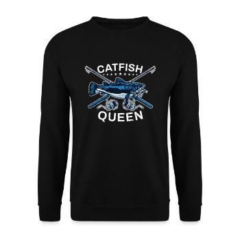 Wels Catfish Queen Fischerin Anglerin - Unisex Pullover - Schwarz - Vorne - Alina (178cm) & Michal (187cm)