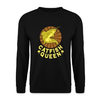 Wels Catfish Queen Fischerin Anglerin - Unisex Pullover - Schwarz - Vorne - Alina (178cm) & Michal (187cm)