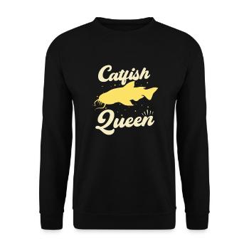 Wels Catfish Queen Fischerin Anglerin - Unisex Pullover - Schwarz - Vorne - Alina (178cm) & Michal (187cm)