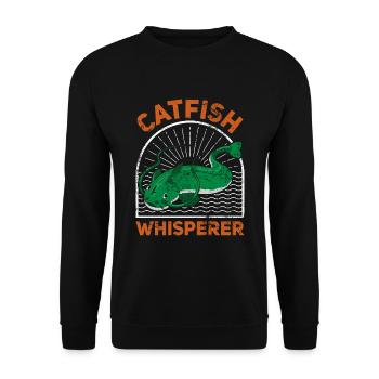 Catfish Whisperer - Wels Catfish Hunter - Unisex Pullover - Schwarz - Vorne - Alina (178cm) & Michal (187cm)