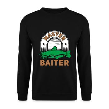 Master Baiter - Wels Catfish Hunter - Unisex Pullover - Schwarz - Vorne - Alina (178cm) & Michal (187cm)