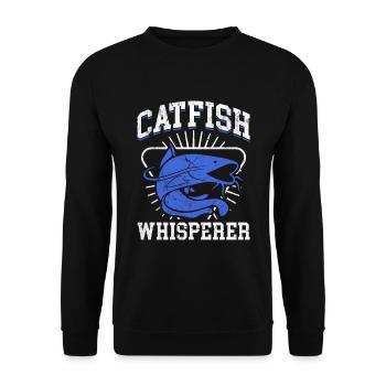 Catfish Whisperer - Wels Catfish Hunter - Unisex Pullover - Schwarz - Vorne - Alina (178cm) & Michal (187cm)