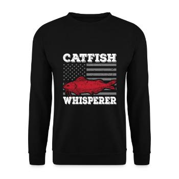 Catfish Whisperer - Wels Catfish Hunter - Unisex Pullover - Schwarz - Vorne - Alina (178cm) & Michal (187cm)