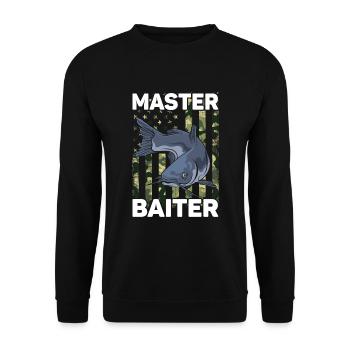 Master Baiter - Wels Catfish Hunter - Unisex Pullover - Schwarz - Vorne - Alina (178cm) & Michal (187cm)