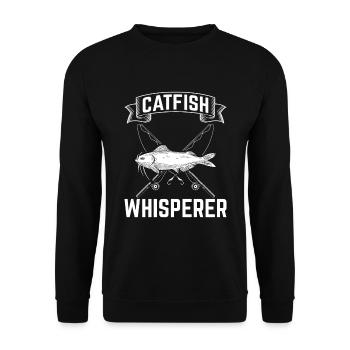 Catfish Whisperer - Wels Catfish Hunter - Unisex Pullover - Schwarz - Vorne - Alina (178cm) & Michal (187cm)