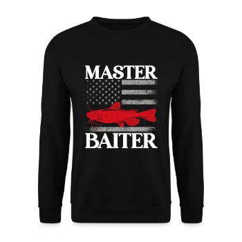 Master Baiter - Wels Catfish Hunter - Unisex Pullover - Schwarz - Vorne - Alina (178cm) & Michal (187cm)