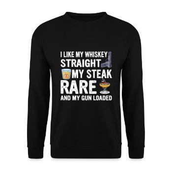 Whiskey Steak Pistolen - US Konservativ Cowboy - Unisex Pullover - Schwarz - Vorne - Alina (178cm) & Michal (187cm)