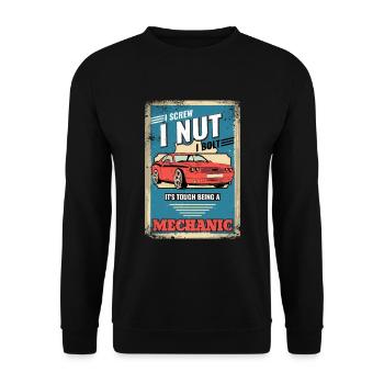I Screw I Nut I Bolt Mechaniker Reparaturwerkzeug - Unisex Pullover - Schwarz - Vorne - Alina (178cm) & Michal (187cm)