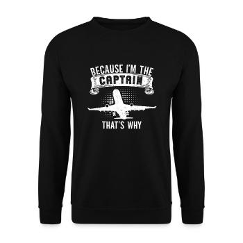 Parce que je suis le commandant de bord Pilot Flight Captain Flyer - Sweat-shirt Unisexe - noir - Devant - Alina (178cm) & Michal (187cm)