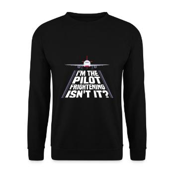 Ich Bin Pilot - Flugkaptiän Passagierflugzeug - Unisex Pullover - Schwarz - Vorne - Alina (178cm) & Michal (187cm)