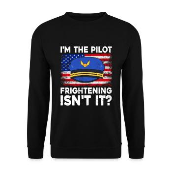 Ich Bin Pilot - Flugkaptiän Passagierflugzeug - Unisex Pullover - Schwarz - Vorne - Alina (178cm) & Michal (187cm)