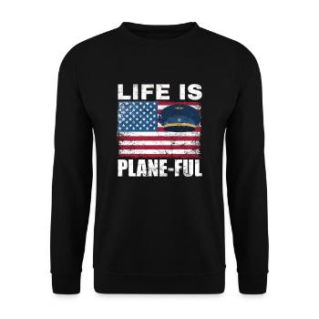 Airline Pilot Aviation Flugkapitän Jumbo Jet - Unisex Pullover - Schwarz - Vorne - Alina (178cm) & Michal (187cm)