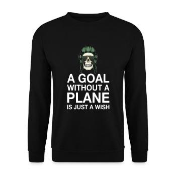 ZItat eines Airline-Piloten ohne Flugzeug - Unisex Pullover - Schwarz - Vorne - Alina (178cm) & Michal (187cm)