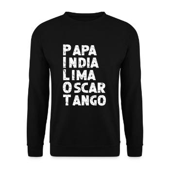 Alphabet Pilote Aviation Radio Airband Pilote de ligne - Sweat-shirt Unisexe - noir - Devant - Alina (178cm) & Michal (187cm)