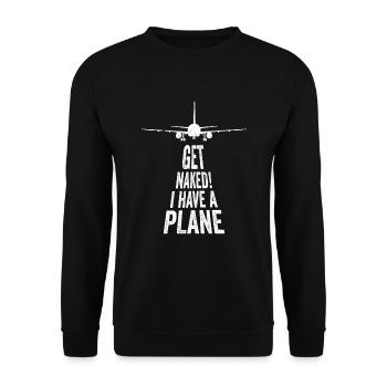 Get Naked Funny Pilot Joke - Unisex Sweatshirt - black - Front - Alina (178cm) & Michal (187cm)
