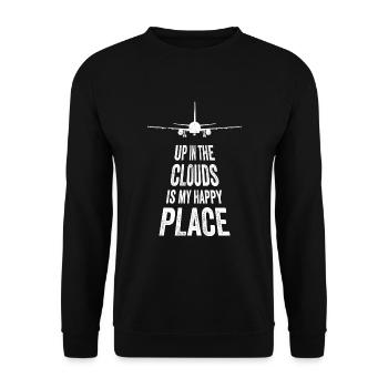 Zitat für fliegende Berufspiloten Retro Flugzeug - Unisex Pullover - Schwarz - Vorne - Alina (178cm) & Michal (187cm)