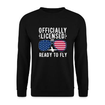 Flight license for a licensed pilot - Unisex Sweatshirt - black - Front - Alina (178cm) & Michal (187cm)
