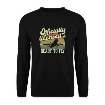 Flight license for a licensed pilot - Unisex Sweatshirt - black - Front - Alina (178cm) & Michal (187cm)