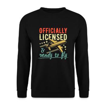 Flight license for a licensed pilot - Unisex Sweatshirt - black - Front - Alina (178cm) & Michal (187cm)