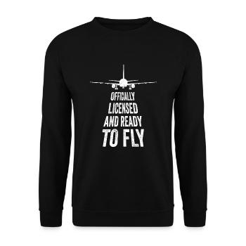 Flight license for a licensed pilot - Unisex Sweatshirt - black - Front - Alina (178cm) & Michal (187cm)