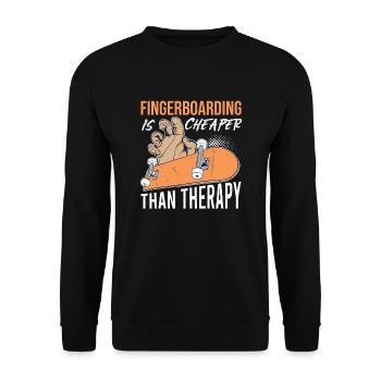 Fingerboard Finger Skateboarding Spruch. Retro - Unisex Pullover - Schwarz - Vorne - Alina (178cm) & Michal (187cm)