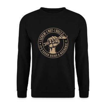 It's hard to be a mechanic - Unisex Sweatshirt - black - Front - Alina (178cm) & Michal (187cm)