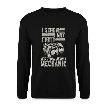 C’est difficile d’être mécanicien - Sweat-shirt Unisexe - noir - Devant - Alina (178cm) & Michal (187cm)