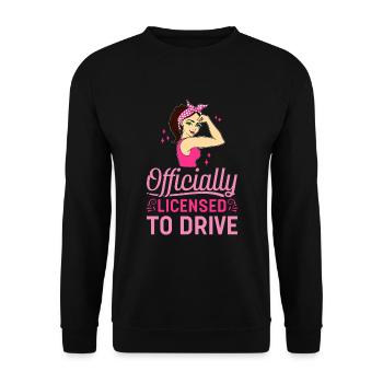 Offiziell zugelassene Fahrerlaubnis — Fahrprüfung - Unisex Pullover - Schwarz - Vorne - Alina (178cm) & Michal (187cm)