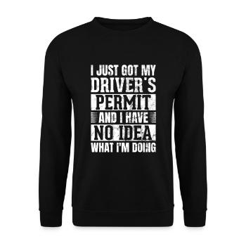 Führerschein Bestanden Fahrerlaubnis Fahrprüfung - Unisex Pullover - Schwarz - Vorne - Alina (178cm) & Michal (187cm)