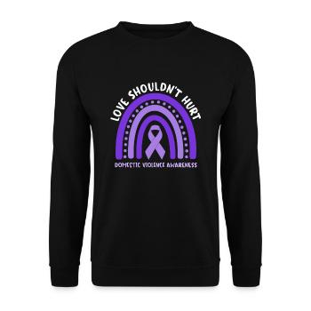 Anti Häusliche Gewalt Love Shouldn't Hurt - Unisex Pullover - Schwarz - Vorne - Alina (178cm) & Michal (187cm)