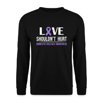 Anti Häusliche Gewalt Love Shouldn't Hurt - Unisex Pullover - Schwarz - Vorne - Alina (178cm) & Michal (187cm)