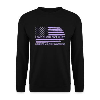 Anti Häusliche Gewalt Love Shouldn't Hurt - Unisex Pullover - Schwarz - Vorne - Alina (178cm) & Michal (187cm)