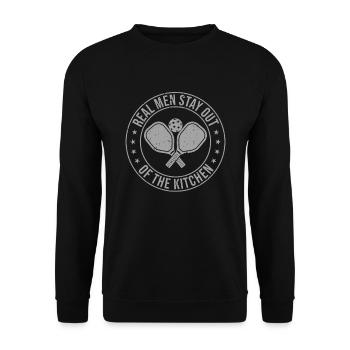 Echte Männer bleiben aus der Küche Pickleball - Unisex Pullover - Schwarz - Vorne - Alina (178cm) & Michal (187cm)