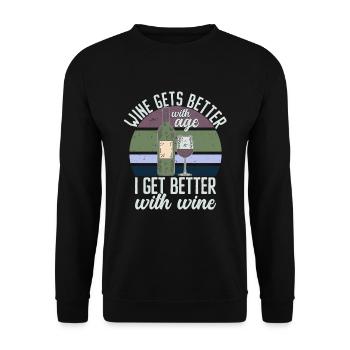 Wine Gets Better With Age Wine Toast - Unisex Sweatshirt - black - Front - Alina (178cm) & Michal (187cm)