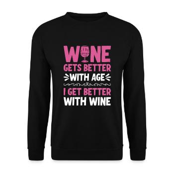 Le vin s’améliore avec l’âge Toast au vin - Sweat-shirt Unisexe - noir - Devant - Alina (178cm) & Michal (187cm)