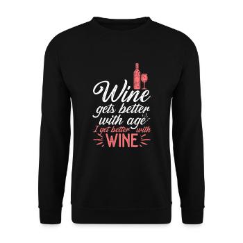 Wine Gets Better With Age Wine Toast - Unisex Sweatshirt - black - Front - Alina (178cm) & Michal (187cm)