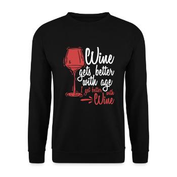 Wine Gets Better With Age Wine Toast - Unisex Sweatshirt - black - Front - Alina (178cm) & Michal (187cm)