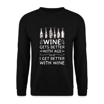 Wine Gets Better With Age Wine Toast - Unisex Sweatshirt - black - Front - Alina (178cm) & Michal (187cm)