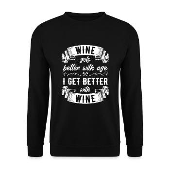 Le vin s’améliore avec l’âge Toast au vin - Sweat-shirt Unisexe - noir - Devant - Alina (178cm) & Michal (187cm)