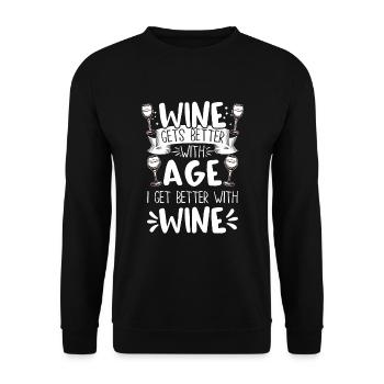 Wine Gets Better With Age Wine Toast - Unisex Sweatshirt - black - Front - Alina (178cm) & Michal (187cm)