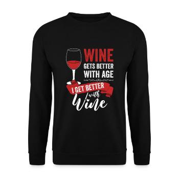 Wine Gets Better With Age Wine Toast - Unisex Sweatshirt - black - Front - Alina (178cm) & Michal (187cm)