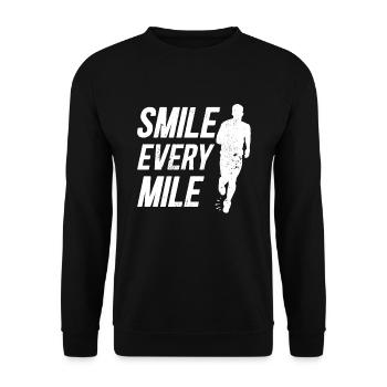 Smile Every Mile Runner Quote - Unisex Sweatshirt - black - Front - Alina (178cm) & Michal (187cm)