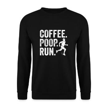 Coffee Poop Run Lustige Traillauf Läufer - Unisex Pullover - Schwarz - Vorne - Alina (178cm) & Michal (187cm)