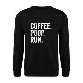 Coffee Poop Run - Läufer Lauftraining - Unisex Pullover - Schwarz - Vorne - Alina (178cm) & Michal (187cm)