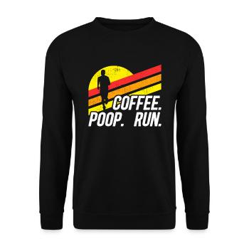 Coffee Poop Run Lustige Traillauf-Grafik - Unisex Pullover - Schwarz - Vorne - Alina (178cm) & Michal (187cm)
