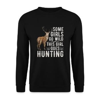 Hirschjagd Jägerin Spruch Jagd - Unisex Pullover - Schwarz - Vorne - Alina (178cm) & Michal (187cm)