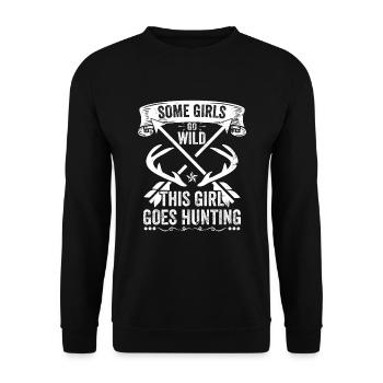 Hirschjagd Jägerin Spruch Jagd - Unisex Pullover - Schwarz - Vorne - Alina (178cm) & Michal (187cm)