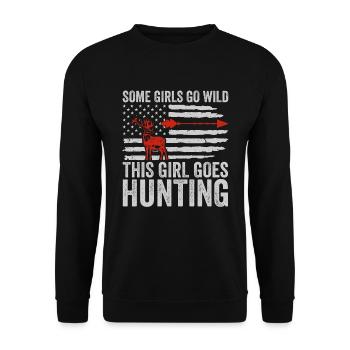 Hirschjagd Jägerin Spruch Jagd - Unisex Pullover - Schwarz - Vorne - Alina (178cm) & Michal (187cm)