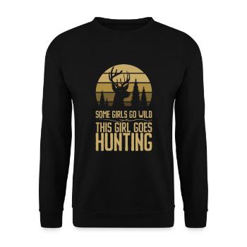Hirschjagd Jägerin Spruch Jagd - Unisex Pullover - Schwarz - Vorne - Alina (178cm) & Michal (187cm)